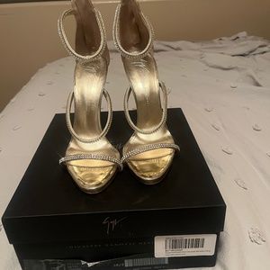Giuseppe gold diamond heels designer shoes high end